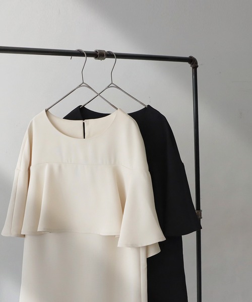 antiqua(アンティカ)の「フリルトップス(Tシャツ/カットソー・レディース・ブラック/オフホワイト・ONESIZE)」の10枚目の写真