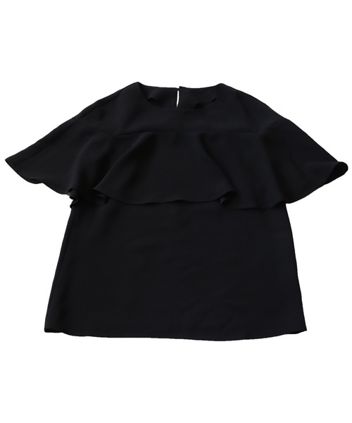 antiqua(アンティカ)の「フリルトップス(Tシャツ/カットソー・レディース・ブラック/オフホワイト・ONESIZE)」の5枚目の写真