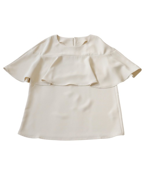 antiqua(アンティカ)の「フリルトップス(Tシャツ/カットソー・レディース・ブラック/オフホワイト・ONESIZE)」の4枚目の写真
