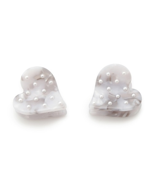 SNIDEL HOME(スナイデルホーム)の「パールハートミニクリップ(バレッタ/ヘアクリップ・レディース・ブラック/ホワイト/ライトグレー/ピンク・FREE)」の3枚目の写真