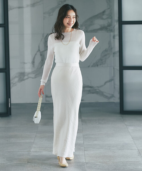 La boutique BonBon（ラブティックボンボン）の「2WAYシアーリブニット（ニット/セーター・レディース・チャコールグレー/オフホワイト/ピンク・FREE）」の7枚目の写真