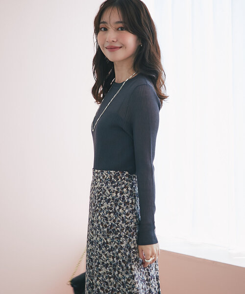 La boutique BonBon（ラブティックボンボン）の「2WAYシアーリブニット（ニット/セーター・レディース・チャコールグレー/オフホワイト/ピンク・FREE）」の19枚目の写真