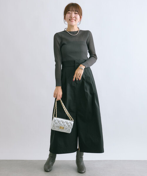 La boutique BonBon（ラブティックボンボン）の「2WAYシアーリブニット（ニット/セーター・レディース・チャコールグレー/オフホワイト/ピンク・FREE）」の15枚目の写真