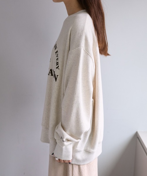 PUAL CE CIN(ピュアルセシン)の「フロッキープリントスウェットプルオーバー(スウェット・レディース・ベージュ/オートミール/チャコールグレー・FREE)」の14枚目の写真