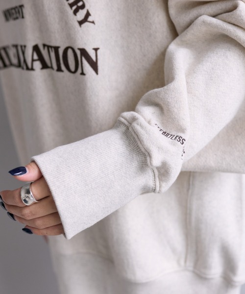 PUAL CE CIN(ピュアルセシン)の「フロッキープリントスウェットプルオーバー(スウェット・レディース・ベージュ/オートミール/チャコールグレー・FREE)」の18枚目の写真