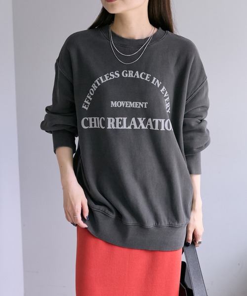 PUAL CE CIN(ピュアルセシン)の「フロッキープリントスウェットプルオーバー(スウェット・レディース・ベージュ/オートミール/チャコールグレー・FREE)」の9枚目の写真