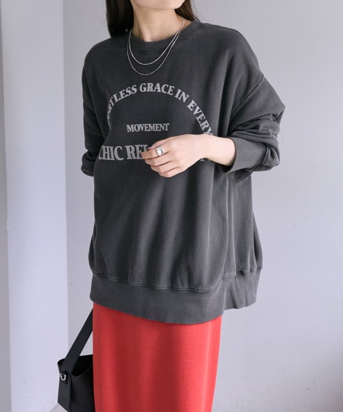 PUAL CE CIN(ピュアルセシン)の「フロッキープリントスウェットプルオーバー(スウェット・レディース・ベージュ/オートミール/チャコールグレー・FREE)」の10枚目の写真