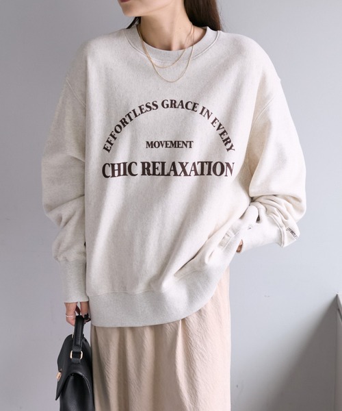 PUAL CE CIN(ピュアルセシン)の「フロッキープリントスウェットプルオーバー(スウェット・レディース・ベージュ/オートミール/チャコールグレー・FREE)」の21枚目の写真