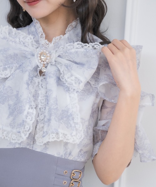 新色ブルー登場】花柄ドッキングロングワンピース（ワンピース