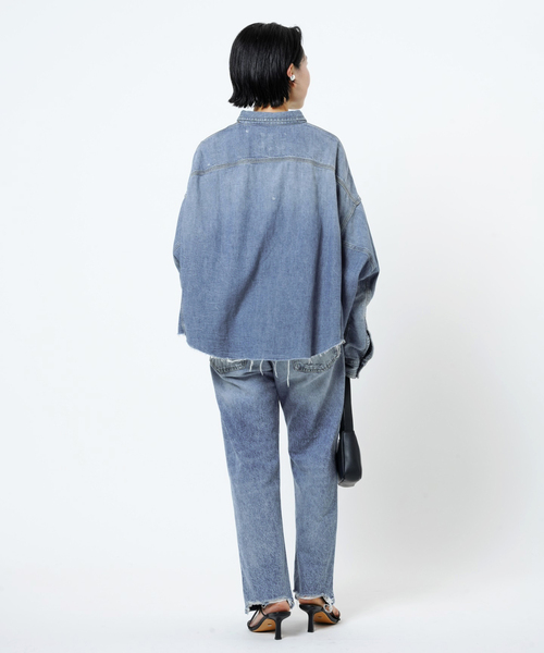 R13/アールサーティーン】クロップドデニムシャツ（シャツ