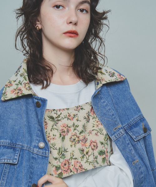 Unitage（ユニテージ）の「アンティーク調ジャガードビスチェ（ベスト・レディース・ベージュ/ブラウン・FREE）」の18枚目の写真