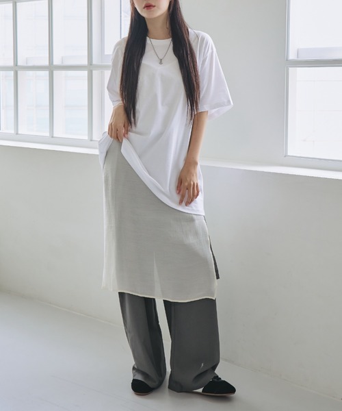nemne store(ネンネストア)の「《unnome》シアーキャミソールチュニック(シャツ/ブラウス・レディース・ブラック/サックスブルー/アイボリー・フリー)」の2枚目の写真