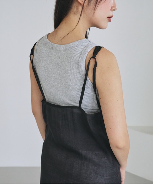 nemne store(ネンネストア)の「《unnome》シアーキャミソールチュニック(シャツ/ブラウス・レディース・ブラック/サックスブルー/アイボリー・フリー)」の13枚目の写真