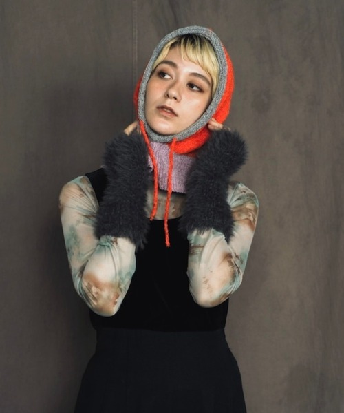 ORIENT MILLINERY（オリエント ミリナリー）の「SHAGGY KNIT ARM WARMERS（アームカバー・レディース・チャコールグレー/アイボリー/イエロー・FREE）」の14枚目の写真