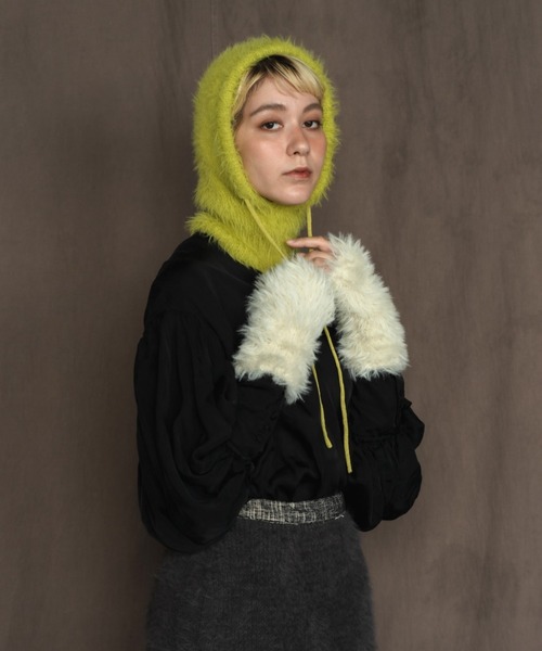 ORIENT MILLINERY（オリエント ミリナリー）の「SHAGGY KNIT ARM WARMERS（アームカバー・レディース・チャコールグレー/アイボリー/イエロー・FREE）」の16枚目の写真