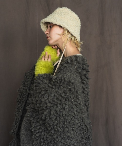 ORIENT MILLINERY（オリエント ミリナリー）の「SHAGGY KNIT ARM WARMERS（アームカバー・レディース・チャコールグレー/アイボリー/イエロー・FREE）」の19枚目の写真