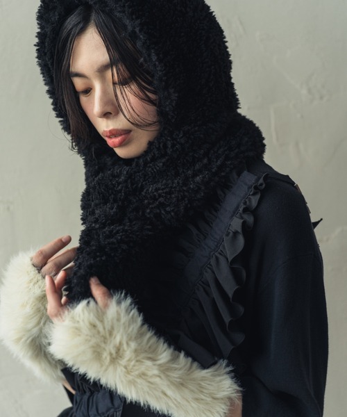 ORIENT MILLINERY（オリエント ミリナリー）の「SHAGGY KNIT ARM WARMERS（アームカバー・レディース・チャコールグレー/アイボリー/イエロー・FREE）」の12枚目の写真