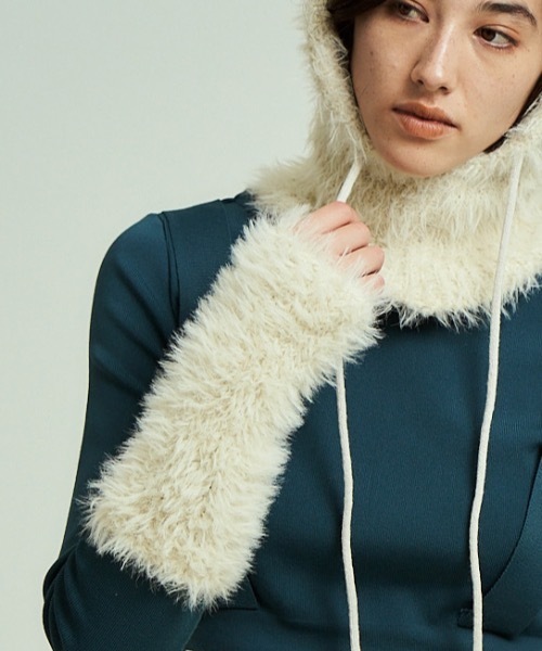 ORIENT MILLINERY（オリエント ミリナリー）の「SHAGGY KNIT ARM WARMERS（アームカバー・レディース・チャコールグレー/アイボリー/イエロー・FREE）」の5枚目の写真