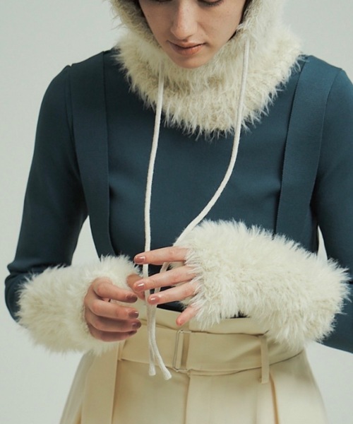ORIENT MILLINERY（オリエント ミリナリー）の「SHAGGY KNIT ARM WARMERS（アームカバー・レディース・チャコールグレー/アイボリー/イエロー・FREE）」の22枚目の写真