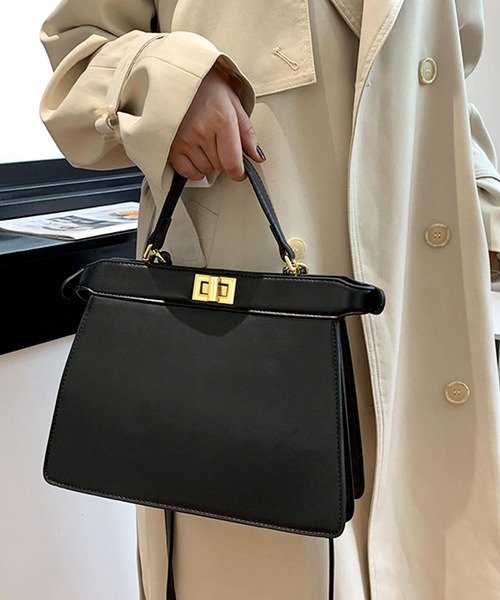 florist(フローリスト)の「2WAY バイカラーレザーターンロックハンドバッグ/ショルダーバッグ(ショルダーバッグ・レディース・ブラック/ベージュ/シルバー/ブラウン/ピンク/ホワイト・FREE)」の16枚目の写真