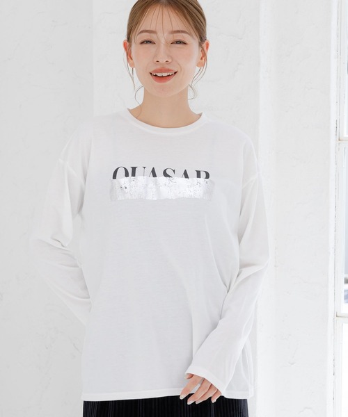 LAKOLE（ラコレ）の「箔プリント長袖T / 148085（Tシャツ/カットソー・レディース・チャコールグレー/ホワイト系/ホワイト系1/ブラック・SMALL/MEDIUM）」の2枚目の写真