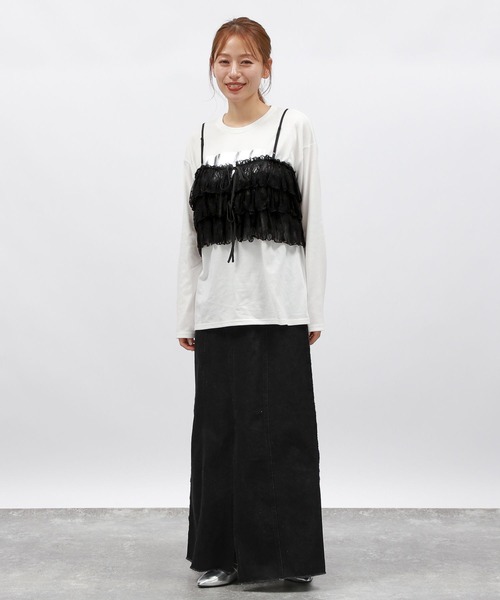 LAKOLE（ラコレ）の「箔プリント長袖T / 148085（Tシャツ/カットソー・レディース・チャコールグレー/ホワイト系/ホワイト系1/ブラック・SMALL/MEDIUM）」の8枚目の写真