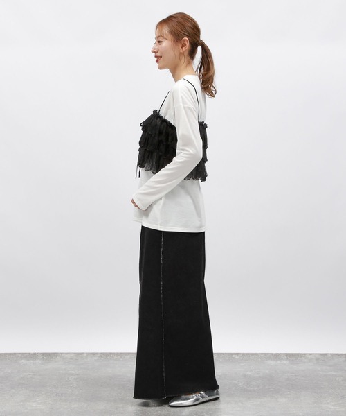 LAKOLE（ラコレ）の「箔プリント長袖T / 148085（Tシャツ/カットソー・レディース・チャコールグレー/ホワイト系/ホワイト系1/ブラック・SMALL/MEDIUM）」の7枚目の写真