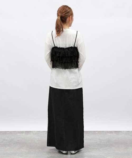 LAKOLE（ラコレ）の「箔プリント長袖T / 148085（Tシャツ/カットソー・レディース・チャコールグレー/ホワイト系/ホワイト系1/ブラック・SMALL/MEDIUM）」の6枚目の写真