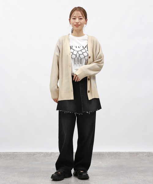 LAKOLE（ラコレ）の「箔プリント長袖T / 148085（Tシャツ/カットソー・レディース・チャコールグレー/ホワイト系/ホワイト系1/ブラック・SMALL/MEDIUM）」の11枚目の写真