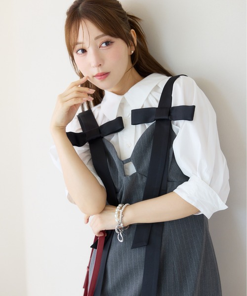 EIMY ISTOIRE（エイミーイストワール）の「ショルダーリボンワンピース（ワンピース・レディース・ネイビー/ブラック/グレー・S/M）」の7枚目の写真