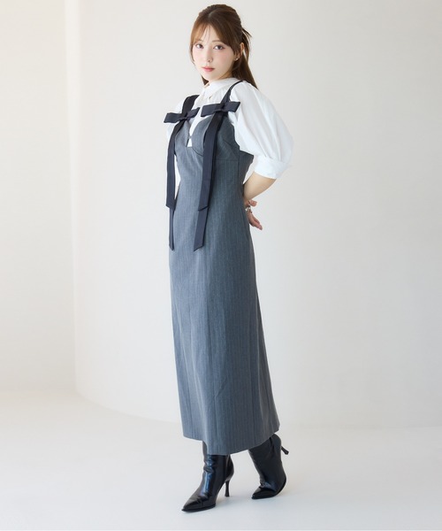 EIMY ISTOIRE（エイミーイストワール）の「ショルダーリボンワンピース（ワンピース・レディース・ネイビー/ブラック/グレー・S/M）」の4枚目の写真