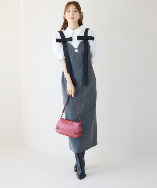 EIMY ISTOIRE（エイミーイストワール）の「ショルダーリボンワンピース（ワンピース・レディース・ネイビー/ブラック/グレー・S/M）」の5枚目の写真