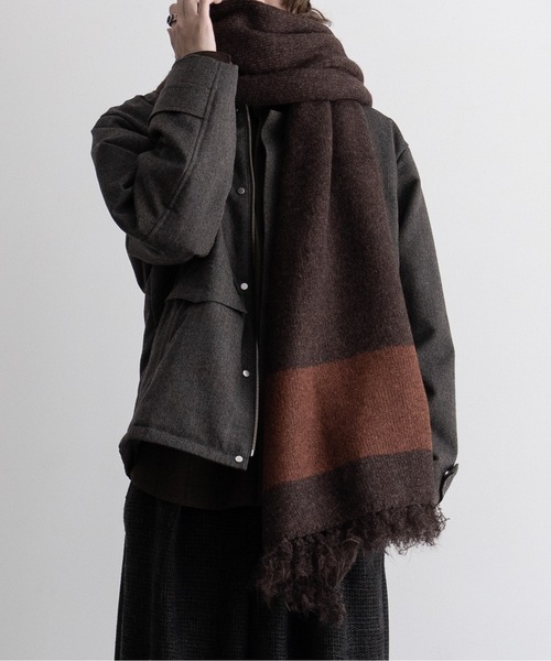 マフラー　ブラック1枚　糸ほつれブラック1枚　ブラウン1枚 計3枚 CASPER JOHN（キャスパージョン）の「Big volume line muffler/ビッグ