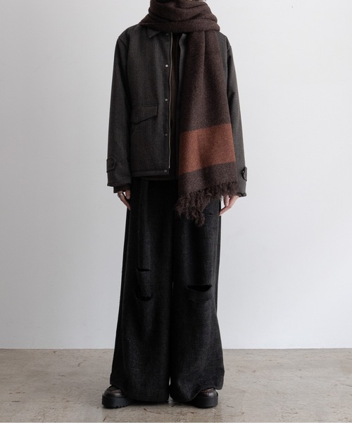 CASPER JOHN（キャスパージョン）の「Big volume line muffler/ビッグボリュームラインマフラー（マフラー・メンズ・ブルー/カーキ/ブラック/ネイビー/ブラウン・FREE）」の22枚目の写真