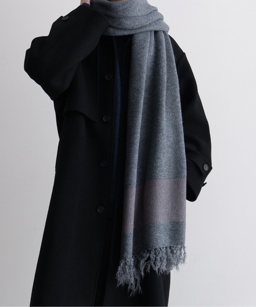 CASPER JOHN（キャスパージョン）の「Big volume line muffler/ビッグボリュームラインマフラー（マフラー・メンズ・ブルー/カーキ/ブラック/ネイビー/ブラウン・FREE）」の10枚目の写真