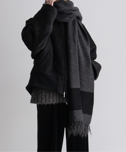 CASPER JOHN（キャスパージョン）の「Big volume line muffler/ビッグボリュームラインマフラー（マフラー・メンズ・ブルー/カーキ/ブラック/ネイビー/ブラウン・FREE）」の7枚目の写真