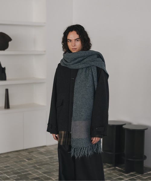 CASPER JOHN（キャスパージョン）の「Big volume line muffler/ビッグボリュームラインマフラー（マフラー・メンズ・ブルー/カーキ/ブラック/ネイビー/ブラウン・FREE）」の12枚目の写真