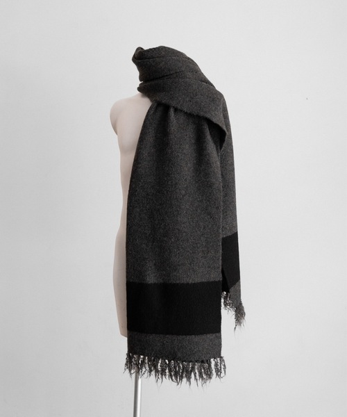 CASPER JOHN（キャスパージョン）の「Big volume line muffler/ビッグボリュームラインマフラー（マフラー・メンズ・ブルー/カーキ/ブラック/ネイビー/ブラウン・FREE）」の6枚目の写真