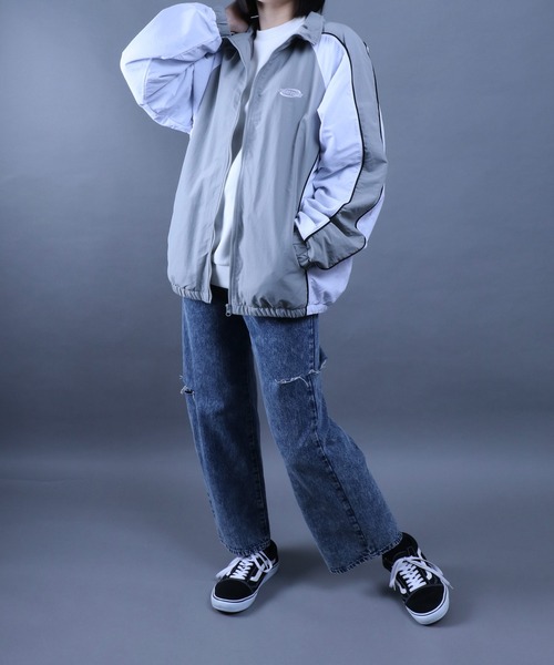 ANPAS（アンパス）の「Nylon Fabric Fleece Lining Color Switching Track Jacket/配色切替 裏フリース ナイロンジャケット トラックジャケット（ナイロンジャケット・メンズ・ブラック/ネイビー/ライトグレー/グリーン・M/L）」の22枚目の写真