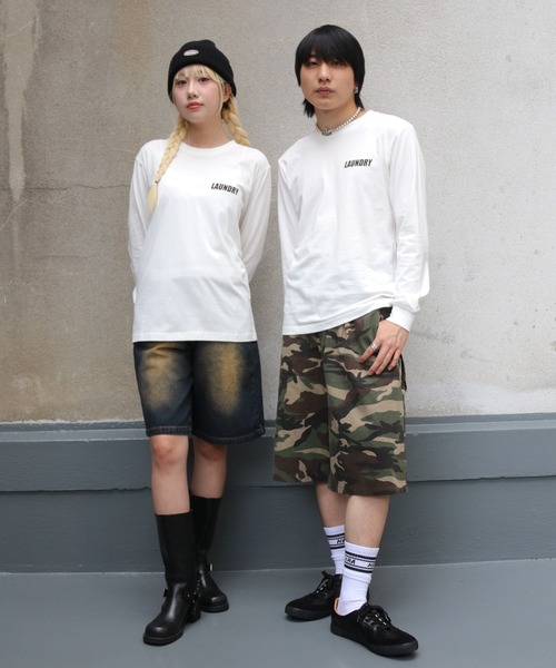 UNIT CHEST(ユニットチェスト)の「【UNIT CHEST】unique unisex long sleeve T-shirt/ユニークユニセックス ロンT OIF designer eggs コラボ LAUNDRY by otowa_shirakusa(Tシャツ/カットソー・レディース・ホワイト/ブラック/杢グレー・L/M/S)」の7枚目の写真