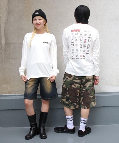 UNIT CHEST(ユニットチェスト)の「【UNIT CHEST】unique unisex long sleeve T-shirt/ユニークユニセックス ロンT OIF designer eggs コラボ LAUNDRY by otowa_shirakusa(Tシャツ/カットソー・レディース・ホワイト/ブラック/杢グレー・L/M/S)」の8枚目の写真