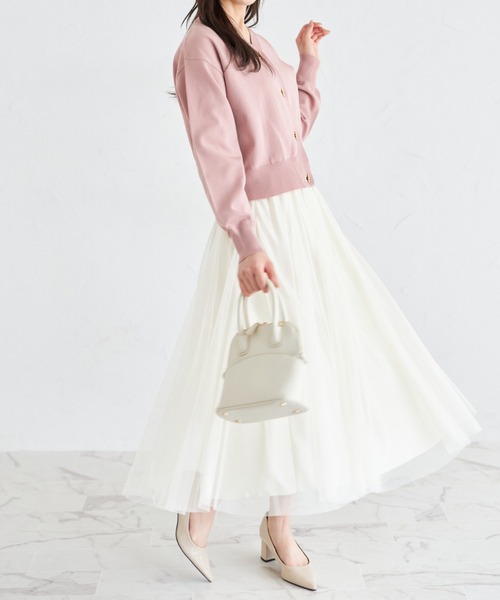 tocco closet(トッコ クローゼット)の「ハトメバー釦ドロップショルダーニットカーディガン(カーディガン/ボレロ・レディース・オフホワイト/ピンク/グリーン・M)」の14枚目の写真