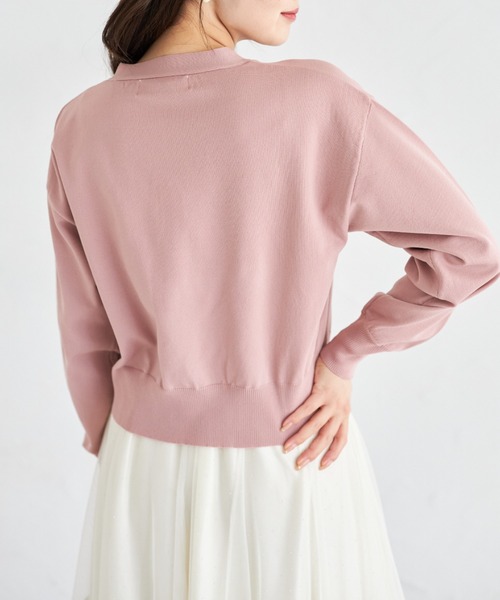 tocco closet(トッコ クローゼット)の「ハトメバー釦ドロップショルダーニットカーディガン(カーディガン/ボレロ・レディース・オフホワイト/ピンク/グリーン・M)」の18枚目の写真