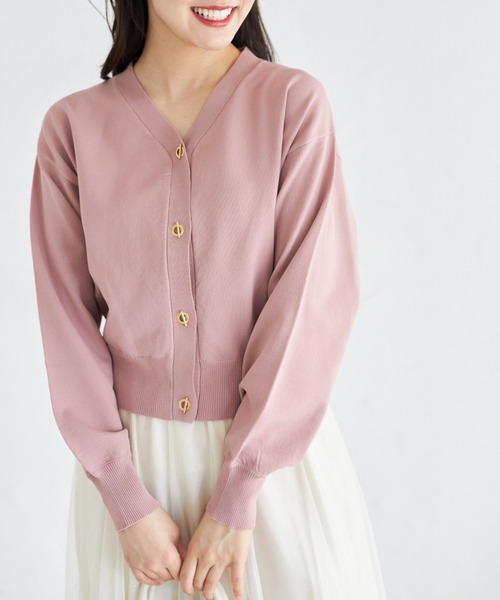 tocco closet(トッコ クローゼット)の「ハトメバー釦ドロップショルダーニットカーディガン(カーディガン/ボレロ・レディース・オフホワイト/ピンク/グリーン・M)」の19枚目の写真