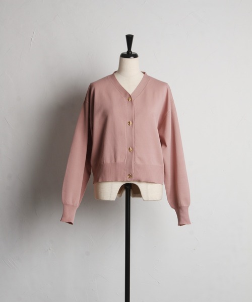 tocco closet(トッコ クローゼット)の「ハトメバー釦ドロップショルダーニットカーディガン(カーディガン/ボレロ・レディース・オフホワイト/ピンク/グリーン・M)」の21枚目の写真