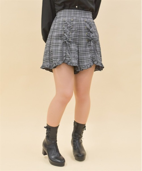 axes femme POETIQUE（アクシーズファムポエティック）の「レースアップショートパンツ（その他パンツ・レディース・ブラウン/グレー/ブラック・MEDIUM）」の4枚目の写真