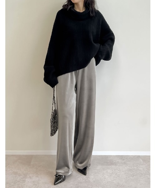 Re:EDIT（リエディ）の「2WAYオフタートルワンショルルーズ起毛ニットトップス（ニット/セーター・レディース・ブラウン/ブラック/アイボリー/グレイッシュベージュ/グレー/ブルー・MEDIUM/LARGE）」の10枚目の写真