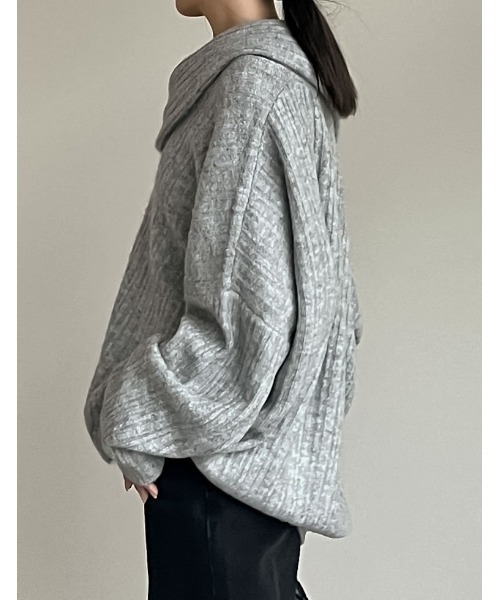 Re:EDIT（リエディ）の「2WAYオフタートルワンショルルーズ起毛ニットトップス（ニット/セーター・レディース・ブラウン/ブラック/アイボリー/グレイッシュベージュ/グレー/ブルー・MEDIUM/LARGE）」の18枚目の写真