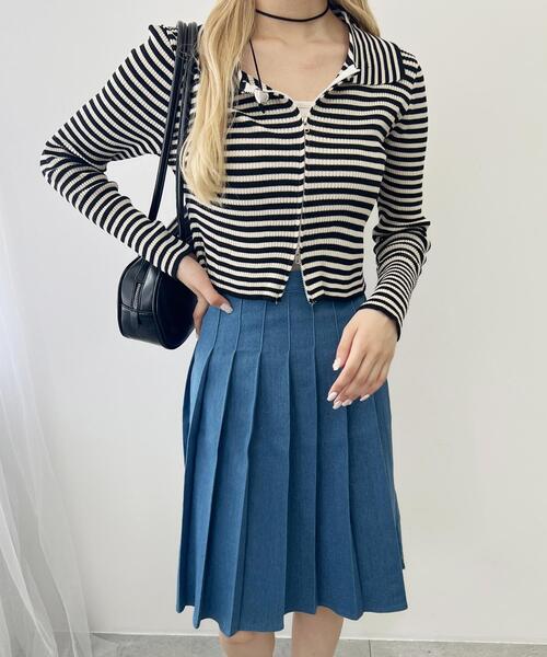 PHILLY(フィリー)の「【PHILLY】Wジップボーダーカーディガン(カーディガン/ボレロ・レディース・ブラウン/ブラック/グレー・FREE)」の16枚目の写真