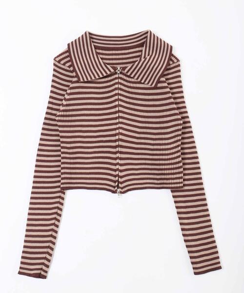 PHILLY(フィリー)の「【PHILLY】Wジップボーダーカーディガン(カーディガン/ボレロ・レディース・ブラウン/ブラック/グレー・FREE)」の19枚目の写真